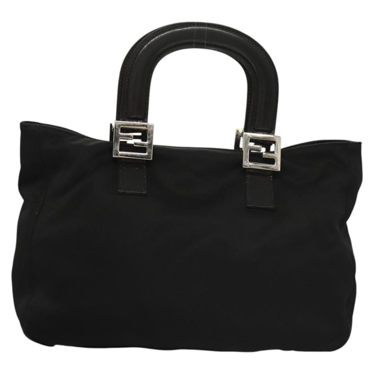 FENDI Hand Bag Nylon Black Silver Auth 122023