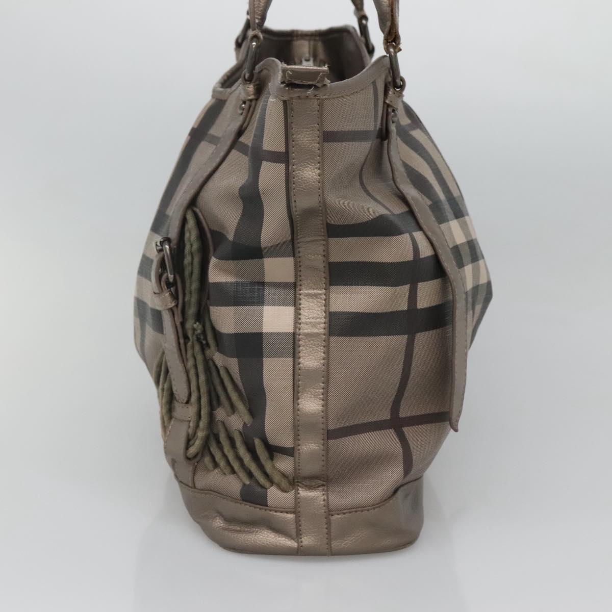 BURBERRY Nova Check Tote Bag PVC Gray Auth 122024