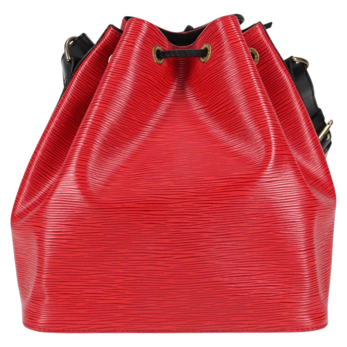 LOUIS VUITTON Epi Petit Noe Shoulder Bag Bicolor Black Red M44017 Auth 122033V