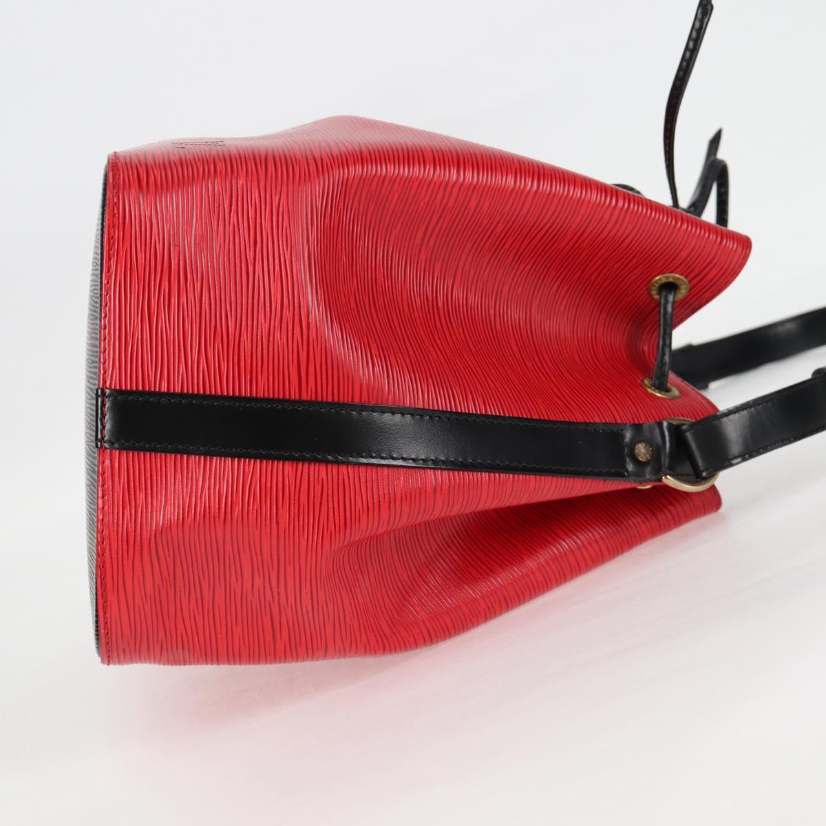 LOUIS VUITTON Epi Petit Noe Shoulder Bag Bicolor Black Red M44017 Auth 122033V