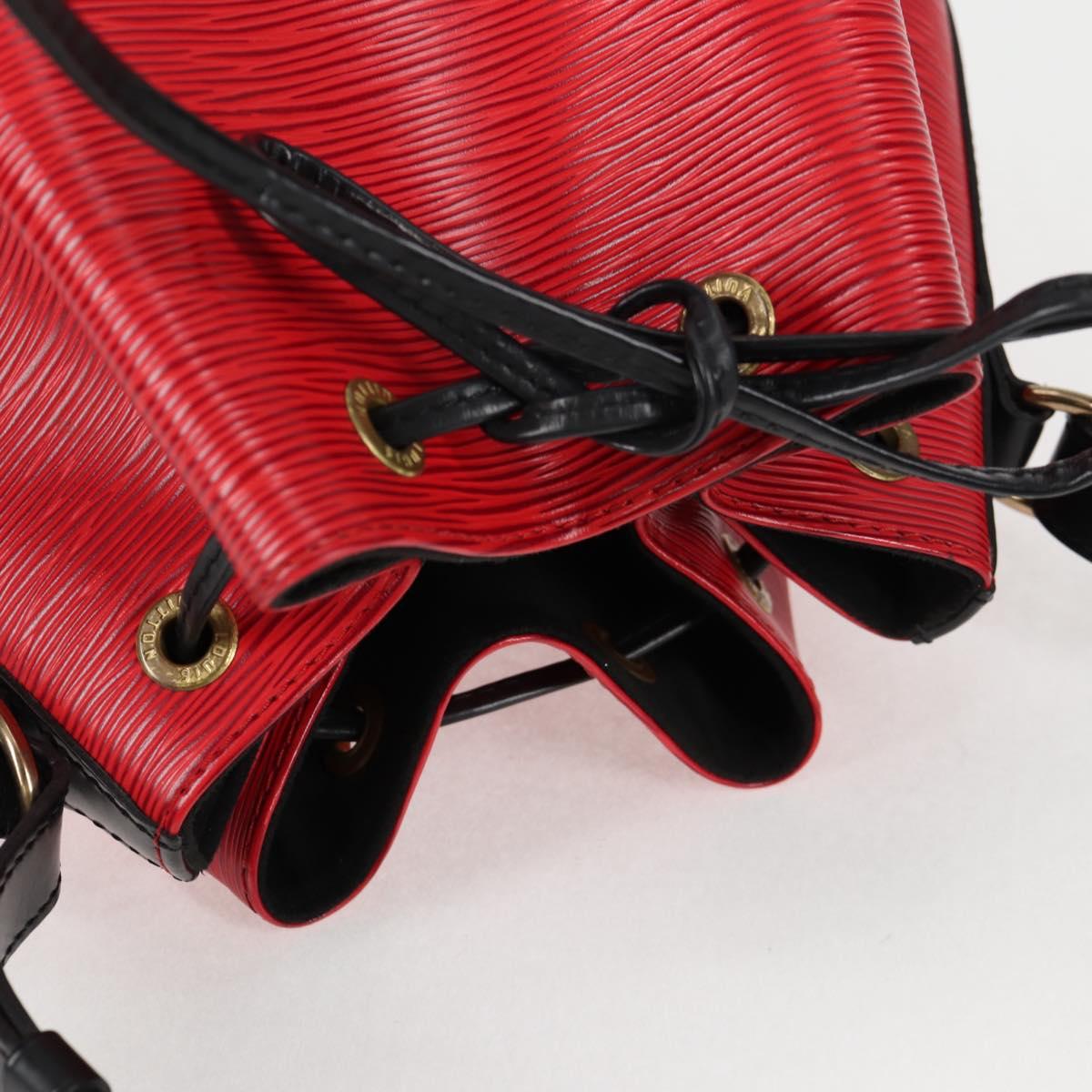 LOUIS VUITTON Epi Petit Noe Shoulder Bag Bicolor Black Red M44017 Auth 122033V