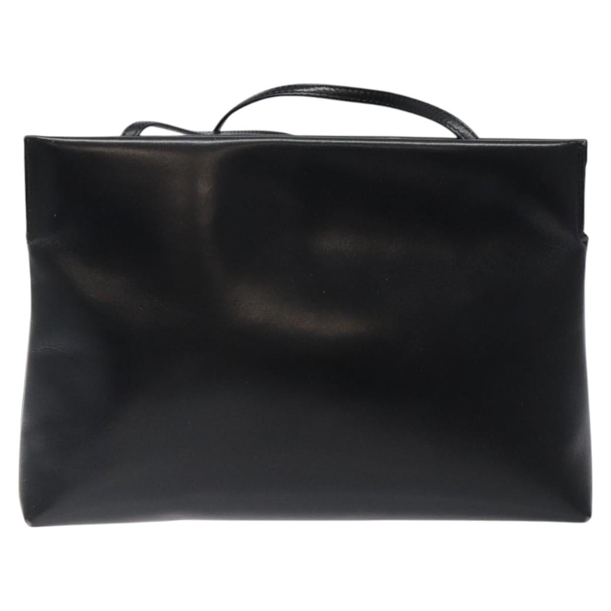 Salvatore Ferragamo Vala Shoulder Bag Leather Black Gold Auth 122037