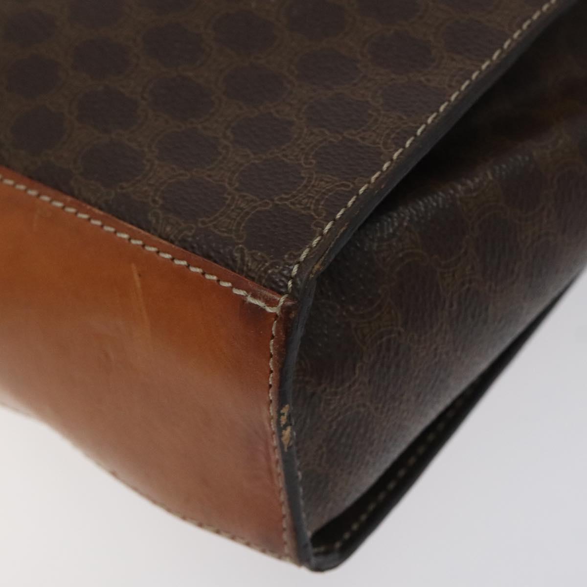 CELINE Macadam Canvas Circle Shoulder Bag PVC Leather Brown Gold Auth 122059