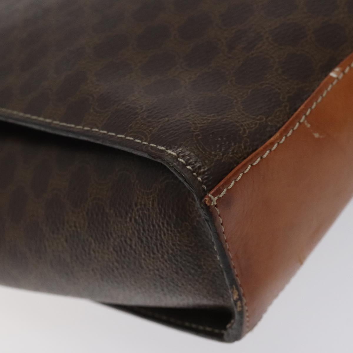 CELINE Macadam Canvas Circle Shoulder Bag PVC Leather Brown Gold Auth 122059