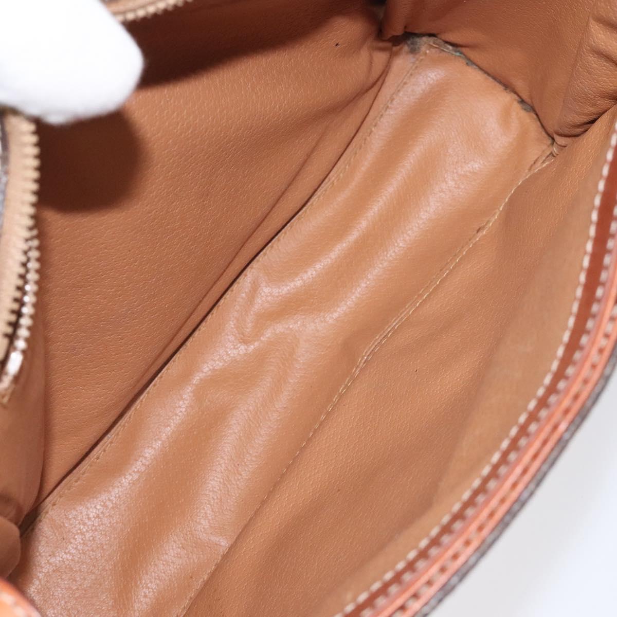 CELINE Macadam Canvas Circle Shoulder Bag PVC Leather Brown Gold Auth 122059