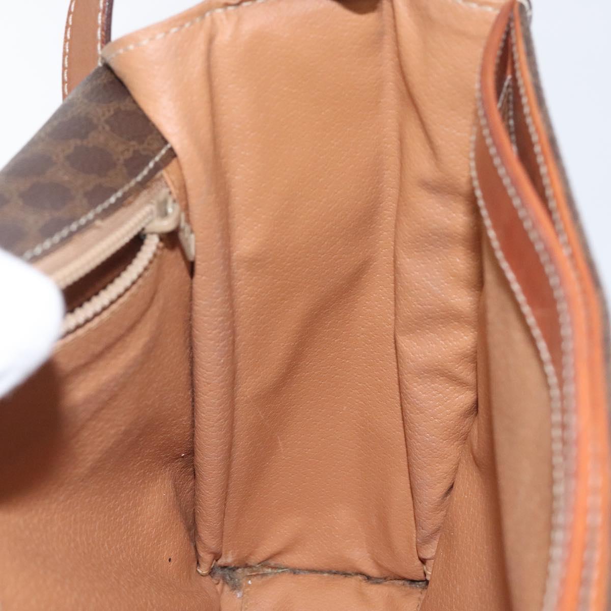 CELINE Macadam Canvas Circle Shoulder Bag PVC Leather Brown Gold Auth 122059