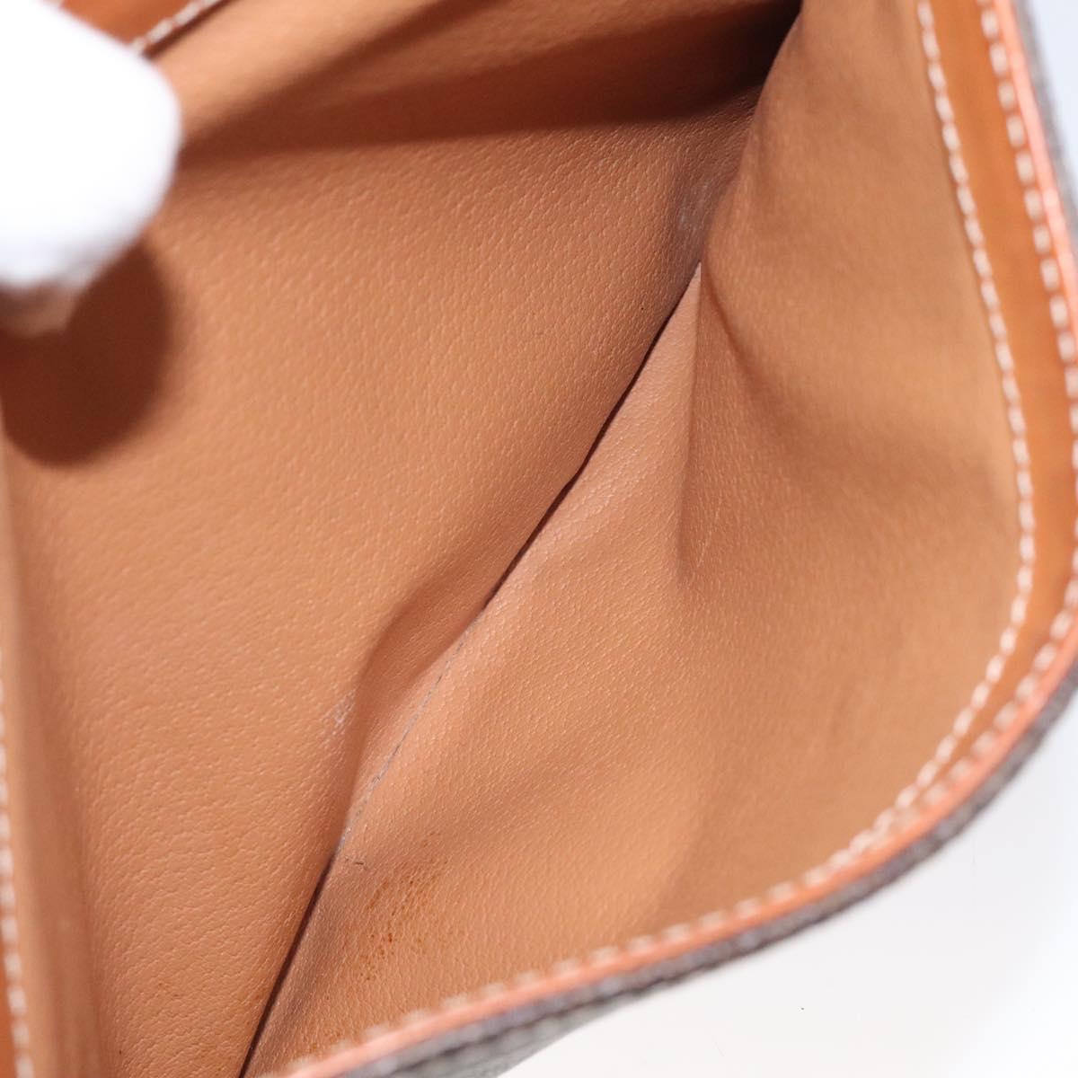 CELINE Macadam Canvas Circle Shoulder Bag PVC Leather Brown Gold Auth 122059