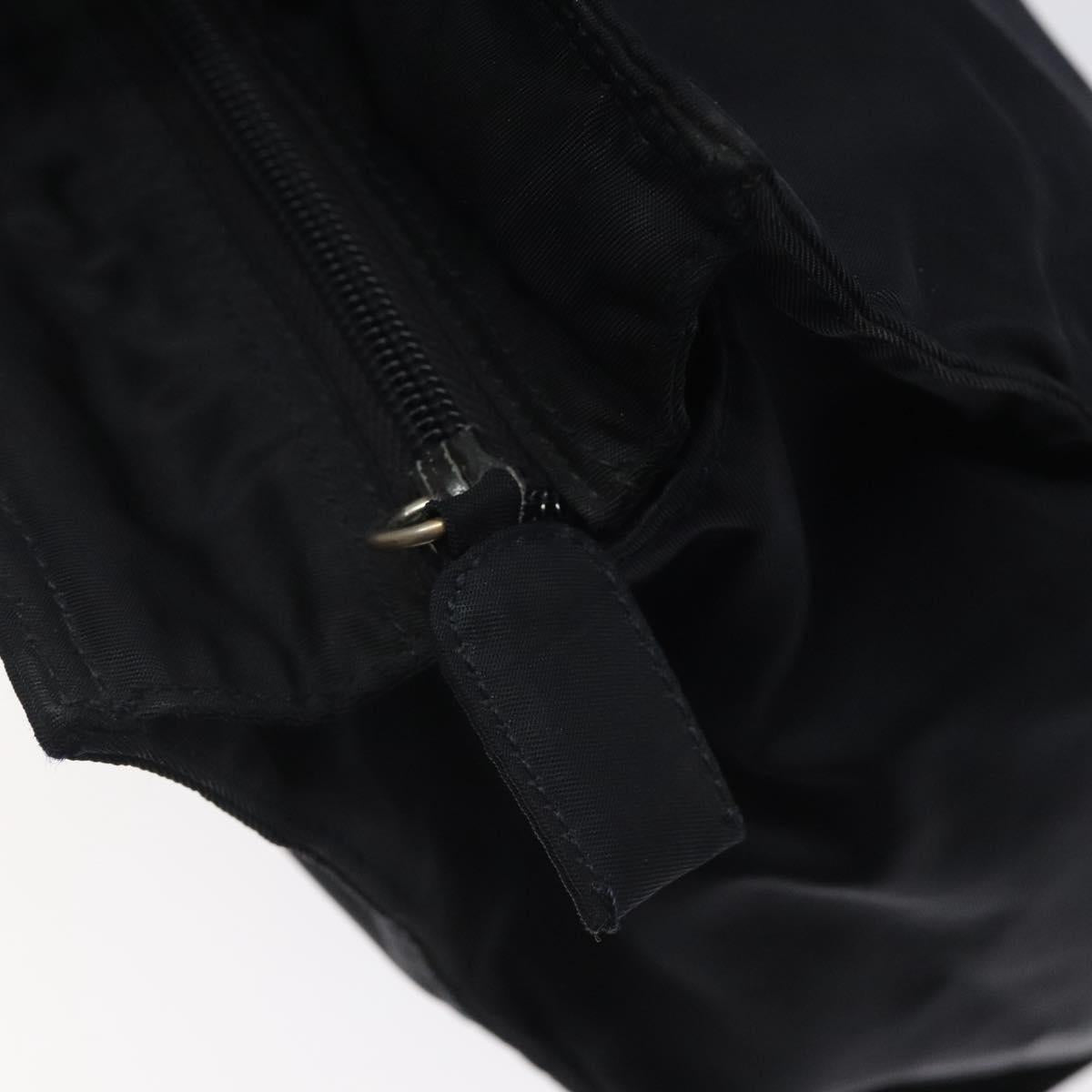 PRADA Chain Hand Bag Nylon Navy Gold Auth 122095