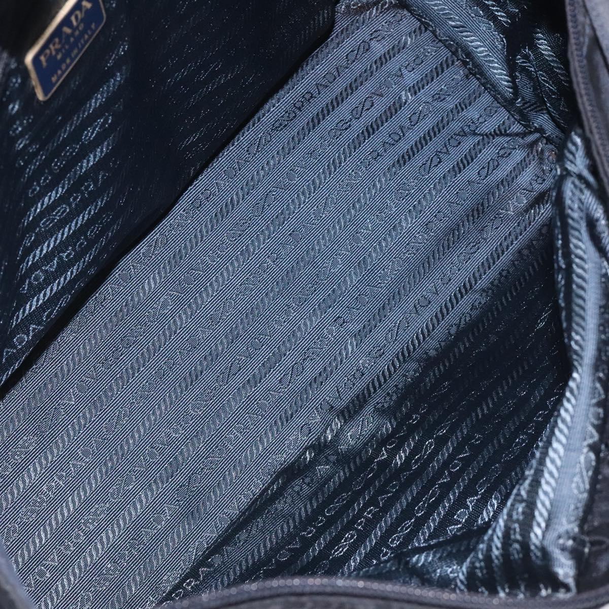 PRADA Chain Hand Bag Nylon Navy Gold Auth 122095