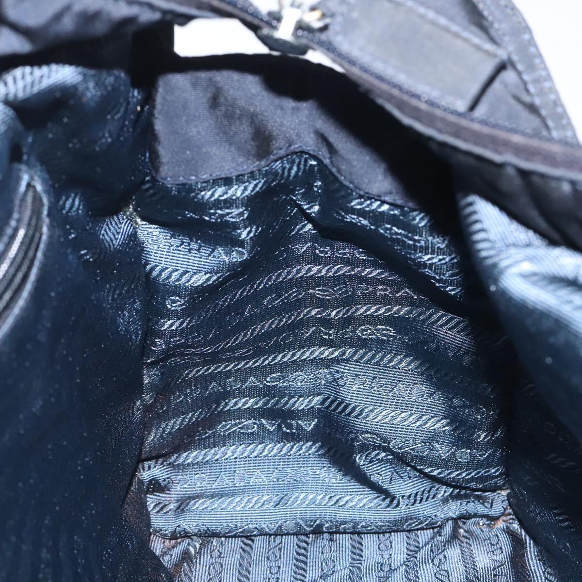 PRADA Chain Hand Bag Nylon Navy Gold Auth 122095