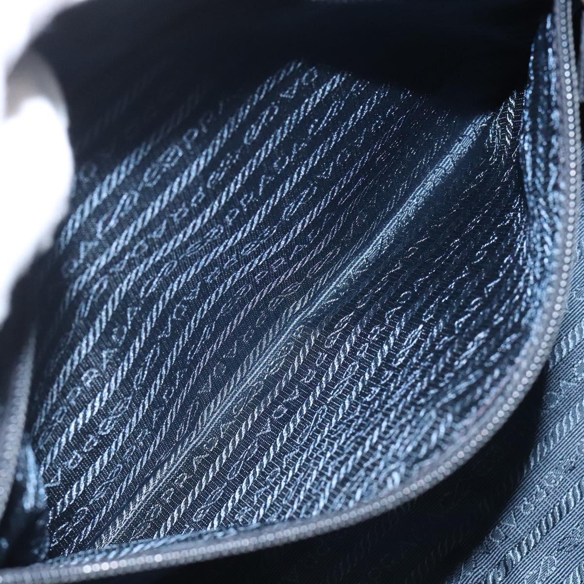 PRADA Chain Hand Bag Nylon Navy Gold Auth 122095