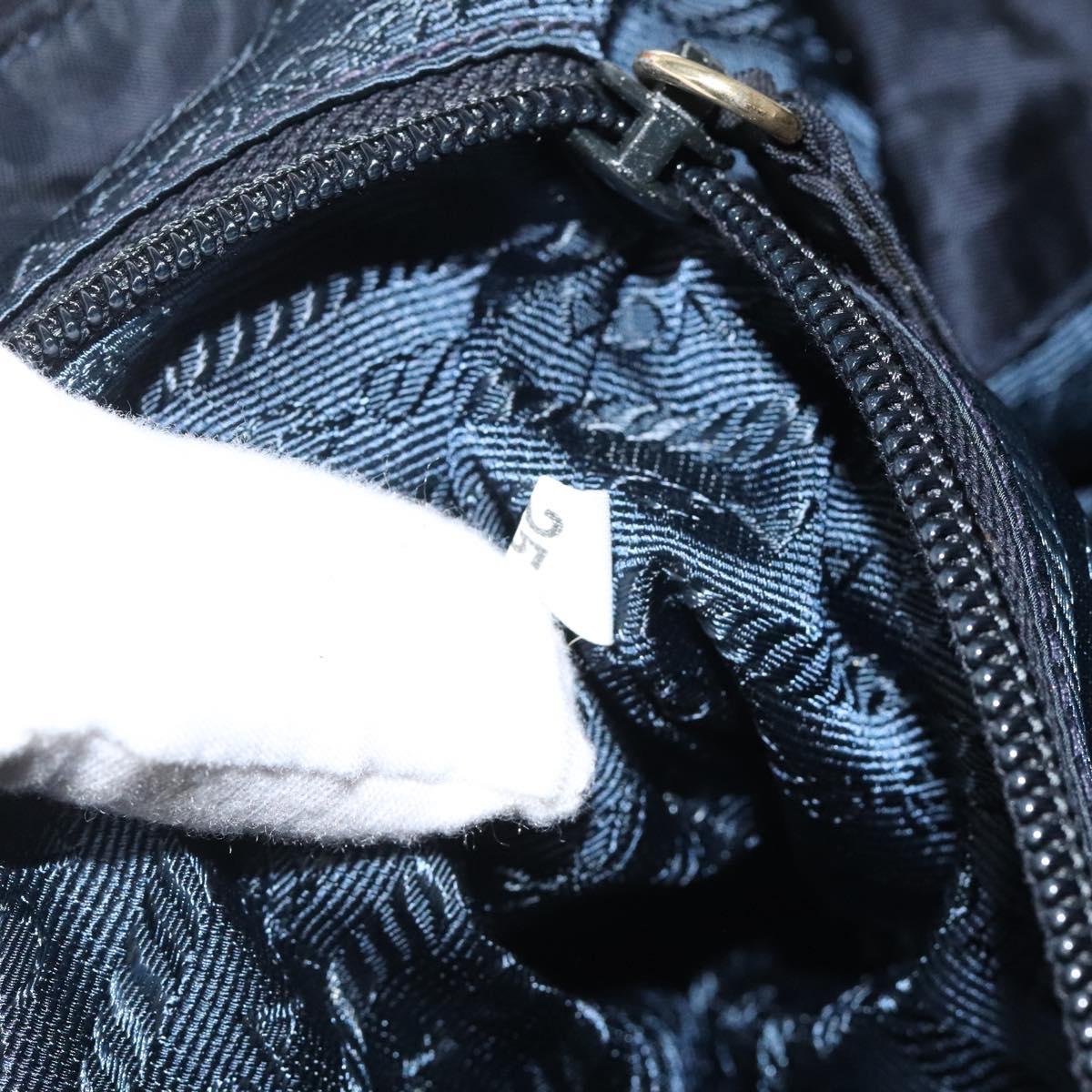 PRADA Chain Hand Bag Nylon Navy Gold Auth 122095