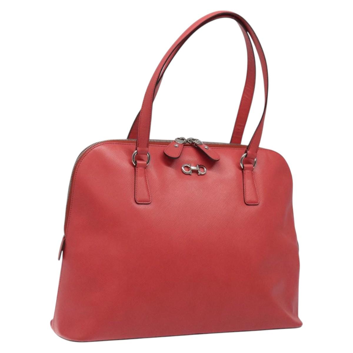 Salvatore Ferragamo Hand Bag Leather Pink Silver Auth 122097