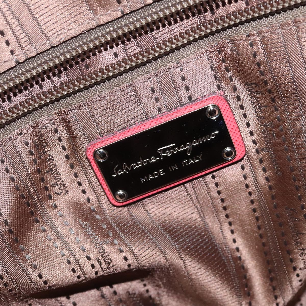 Salvatore Ferragamo Hand Bag Leather Pink Silver Auth 122097