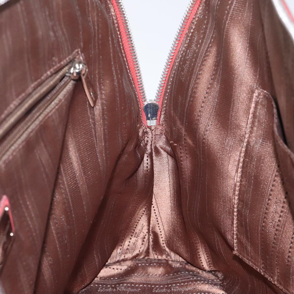 Salvatore Ferragamo Hand Bag Leather Pink Silver Auth 122097