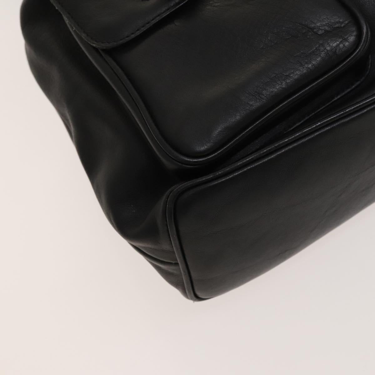 GUCCI Bamboo Backpack Leather Black Gold 003 2058 0016 Auth 122099