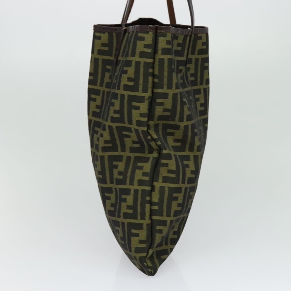 FENDI Zucca Canvas Tote Bag Black Brown Auth 122111