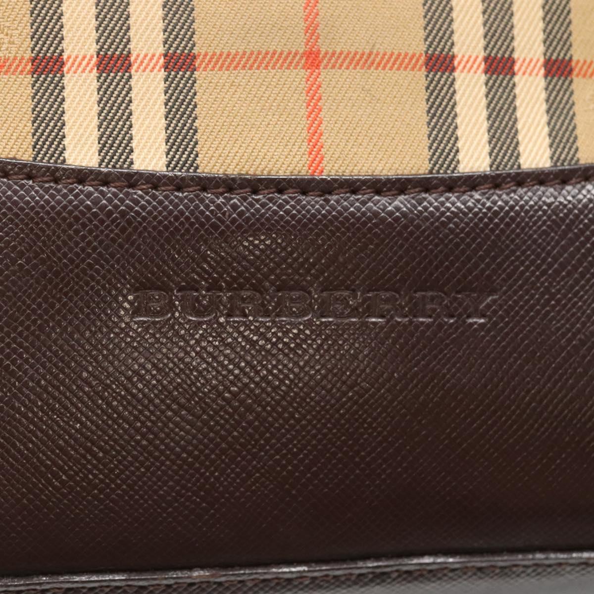 BURBERRY Nova Check Tote Bag Canvas Leather Beige Gold Auth 122113