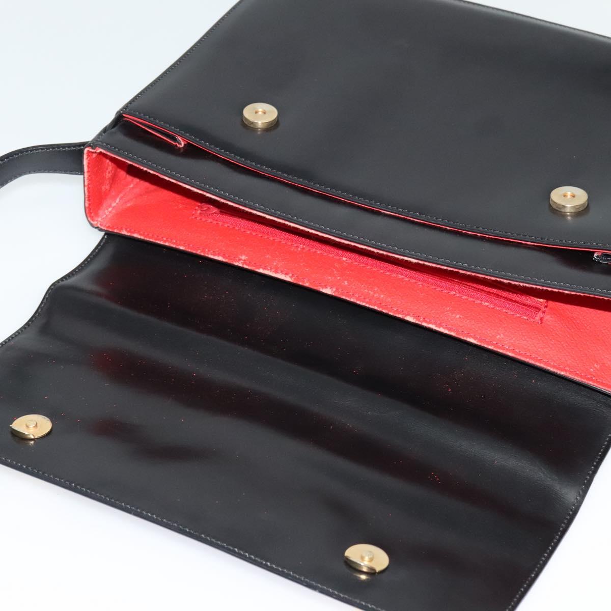 CELINE Shoulder Bag Leather Black Gold Auth 122122