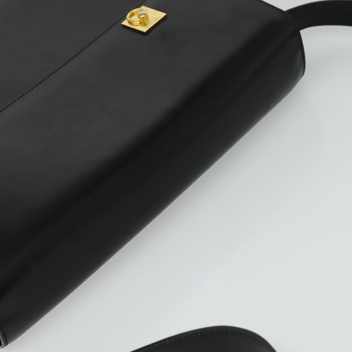 CELINE Shoulder Bag Leather Black Gold Auth 122122