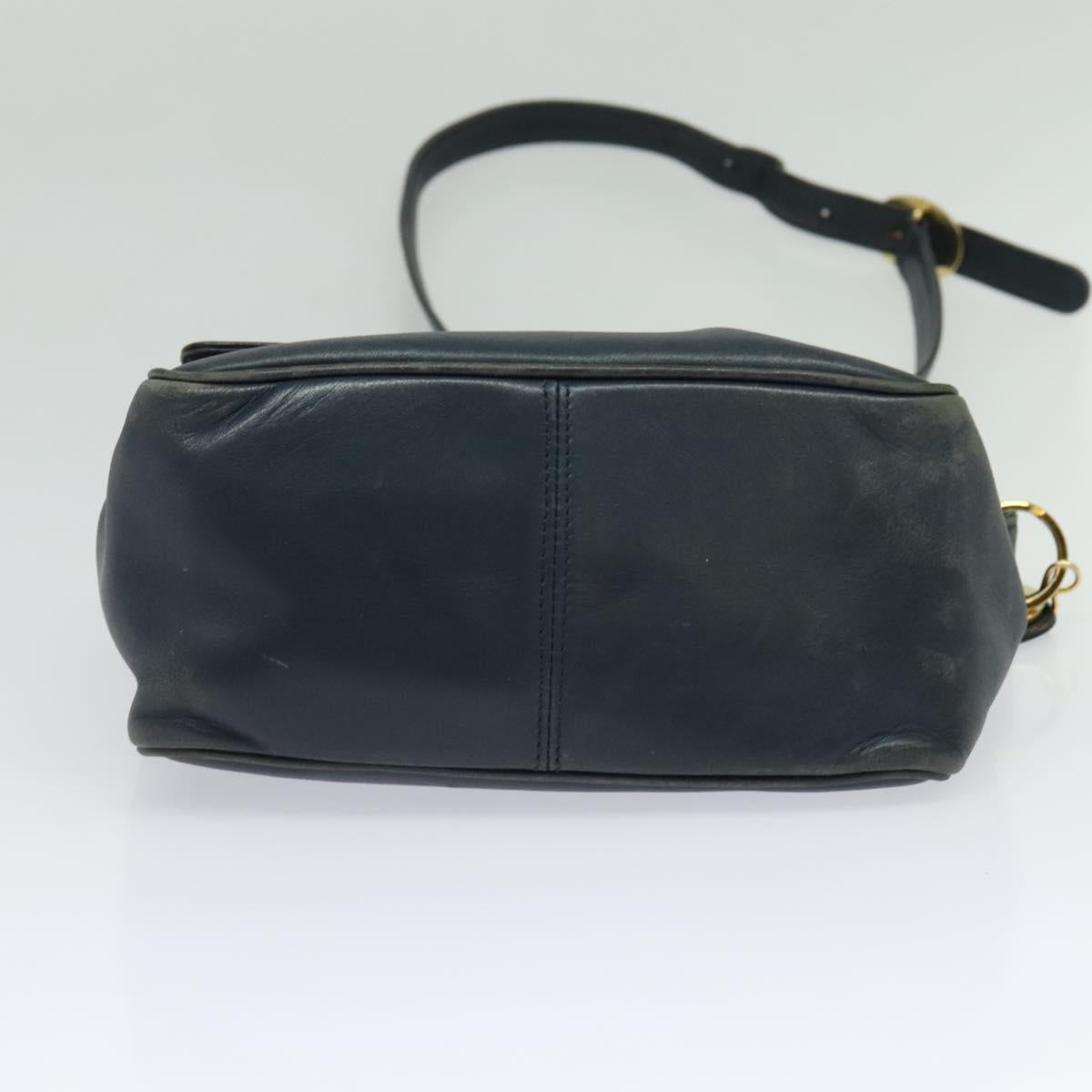 Christian Dior Shoulder Bag Leather Navy Gold Auth 122124