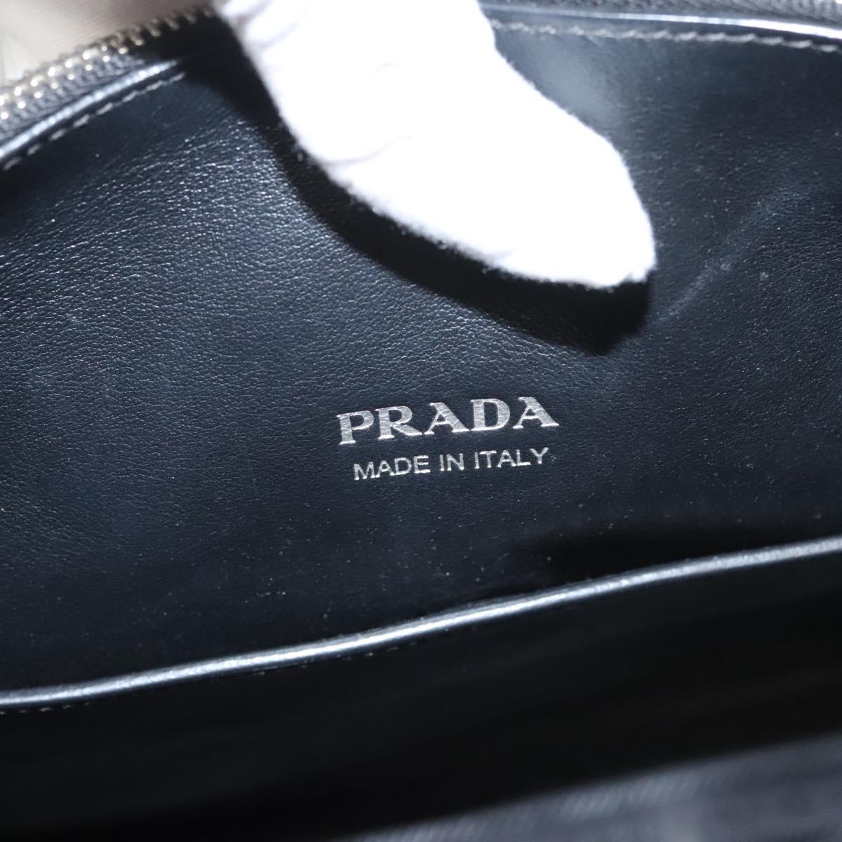 PRADA Hand Bag Leather Black White Auth 122125