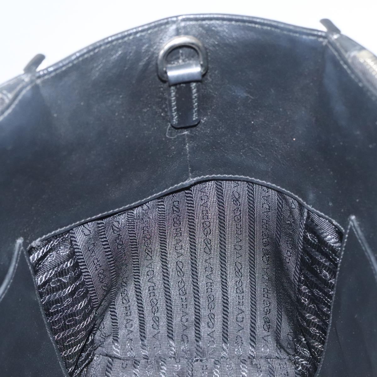 PRADA Hand Bag Leather Black White Auth 122125