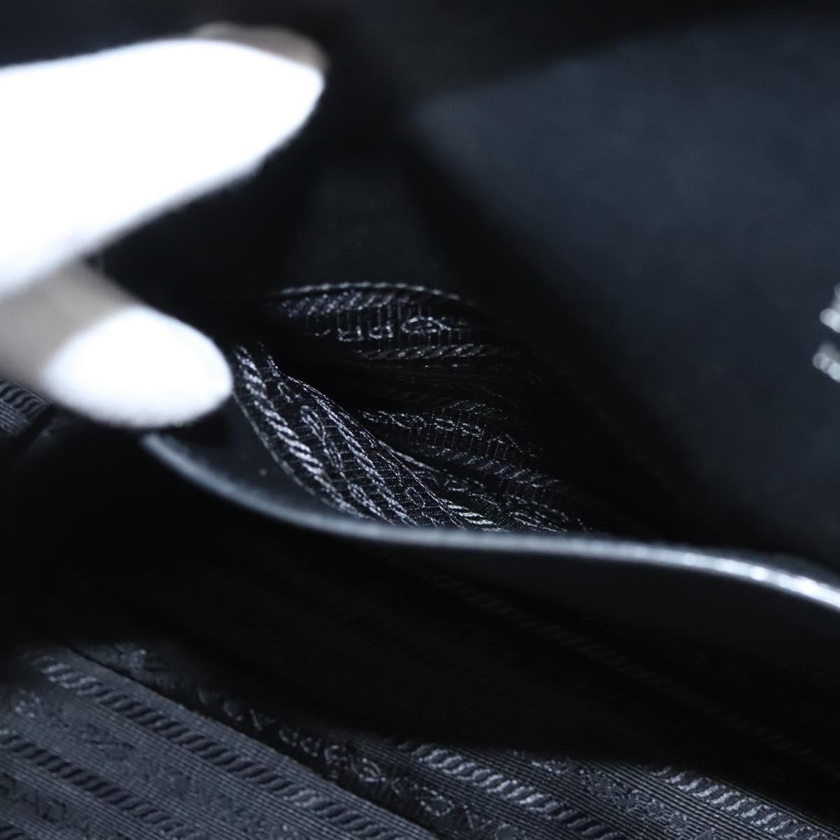 PRADA Hand Bag Leather Black White Auth 122125