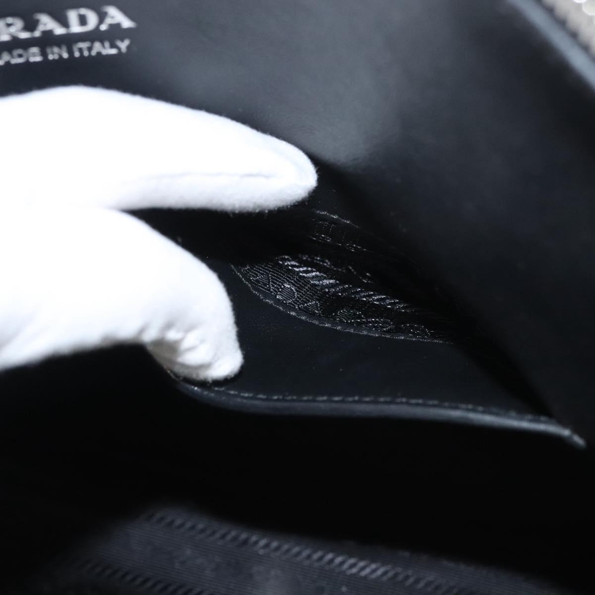 PRADA Hand Bag Leather Black White Auth 122125