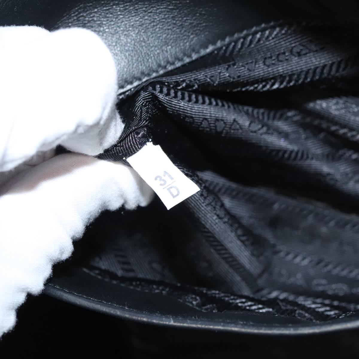PRADA Hand Bag Leather Black White Auth 122125
