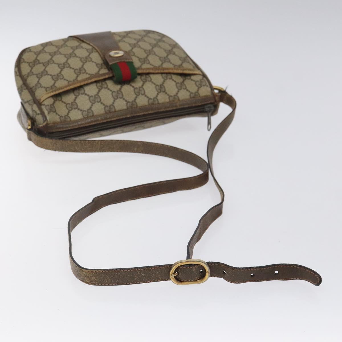 GUCCI GG Supreme Web Sherry Line Shoulder Bag PVC Beige 89 02 032 Auth 122136