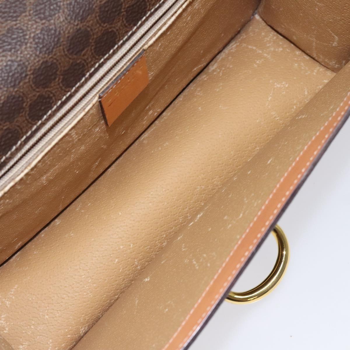 CELINE Macadam Canvas Shoulder Bag PVC Leather Brown Gold Auth 122137