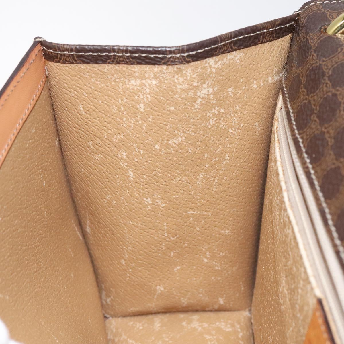 CELINE Macadam Canvas Shoulder Bag PVC Leather Brown Gold Auth 122137