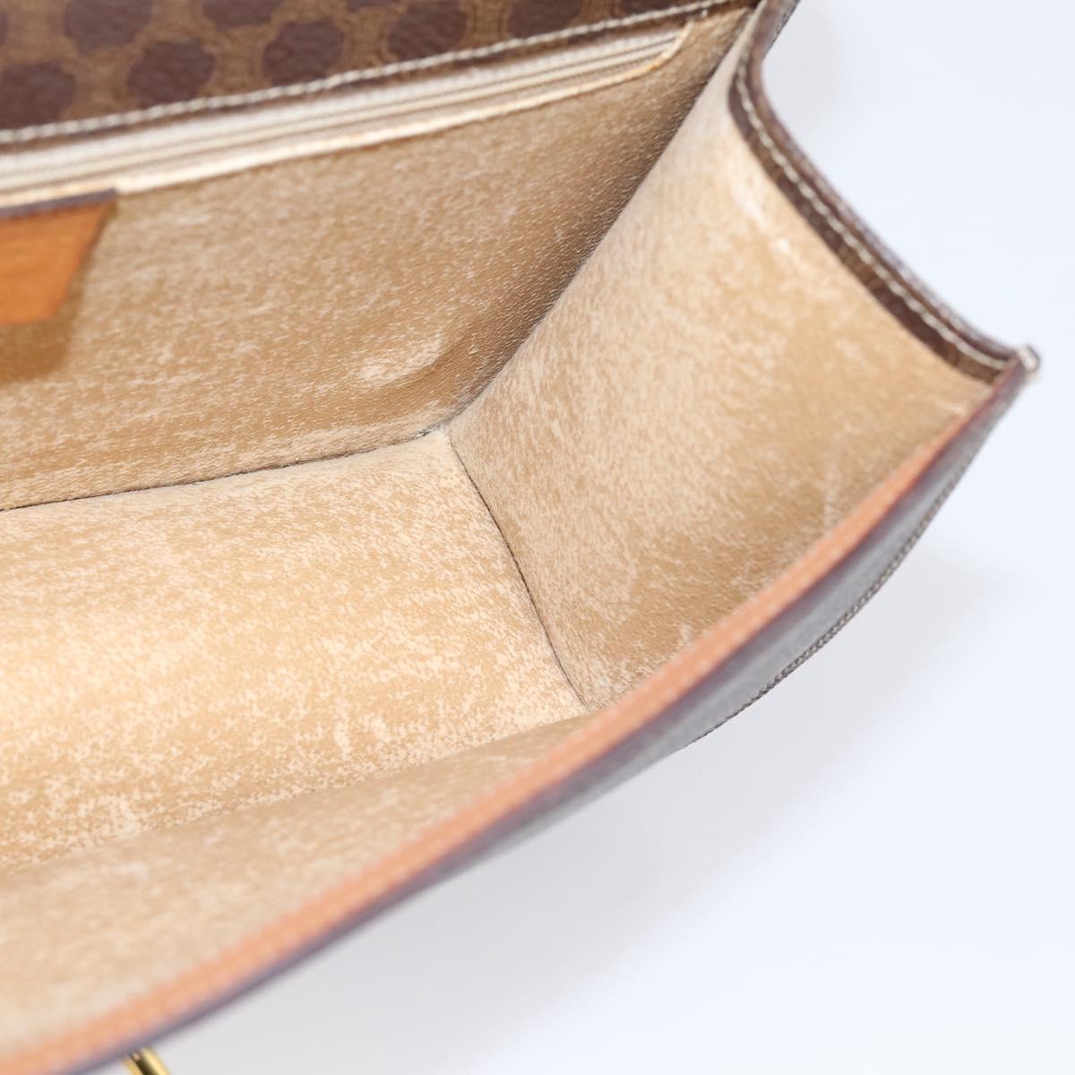 CELINE Macadam Canvas Shoulder Bag PVC Leather Brown Gold Auth 122137