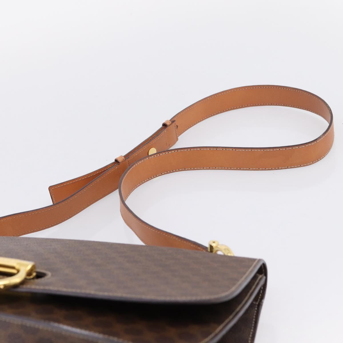 CELINE Macadam Canvas Shoulder Bag PVC Leather Brown Gold Auth 122137