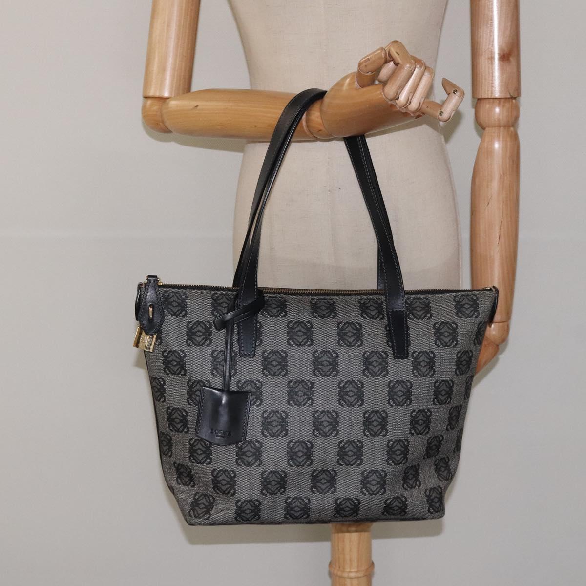 LOEWE Anagram Tote Bag PVC Black Gold Auth 122138