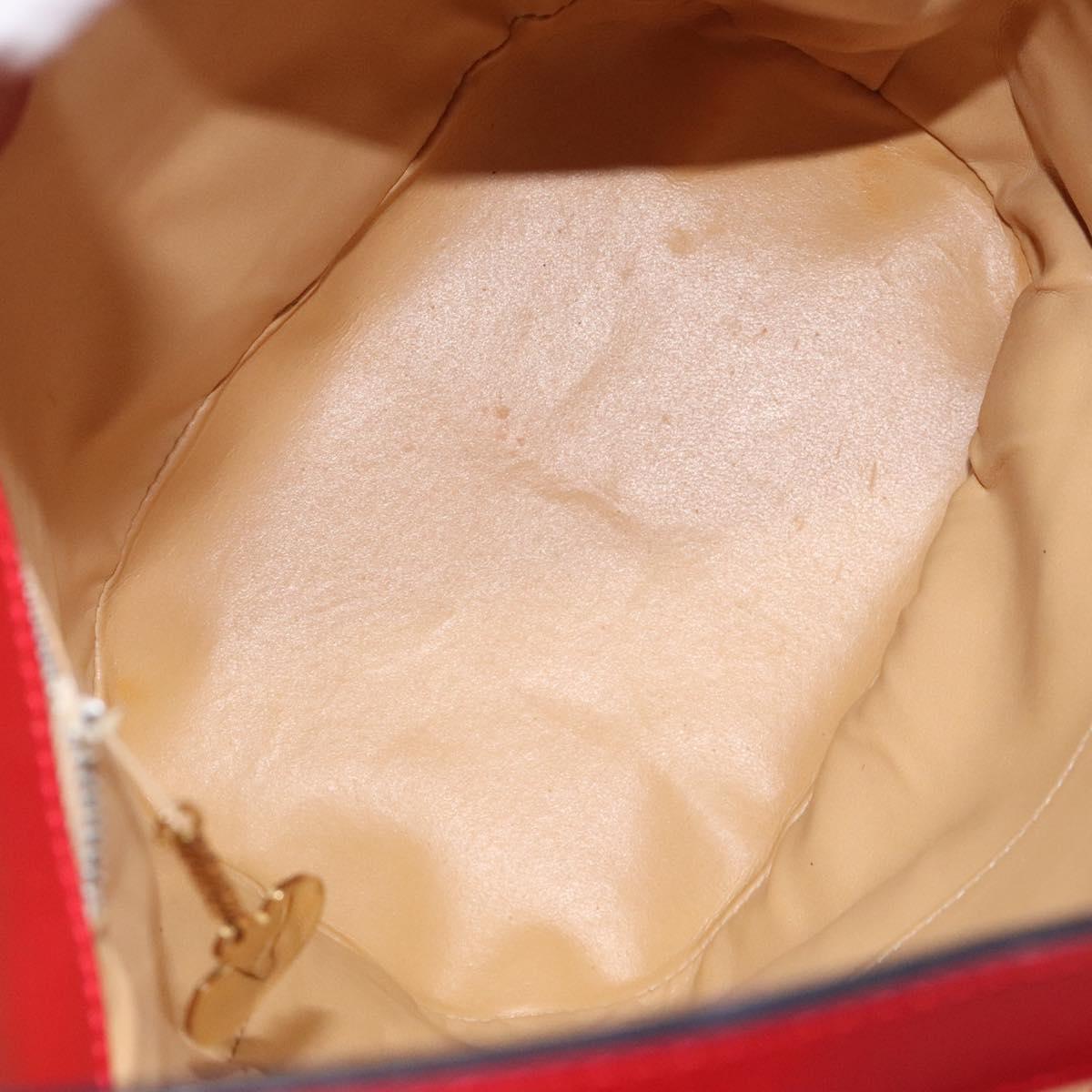 CELINE Hand Bag Red Gold Auth 122139