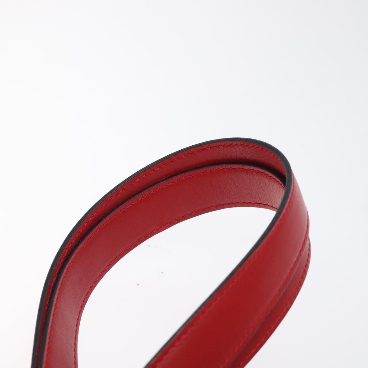 CELINE Hand Bag Red Gold Auth 122139