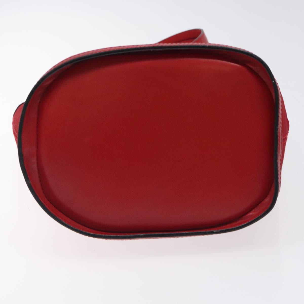 CELINE Hand Bag Red Gold Auth 122139