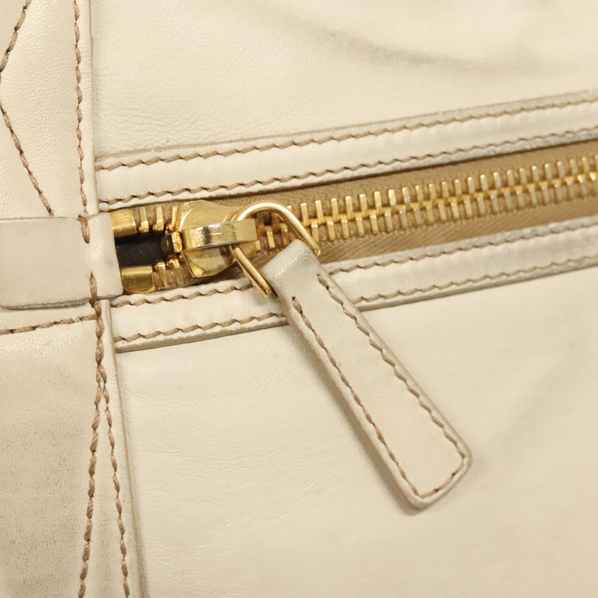 Miu Miu Matelasse Hand Bag Leather 2way White Gold Auth 122140