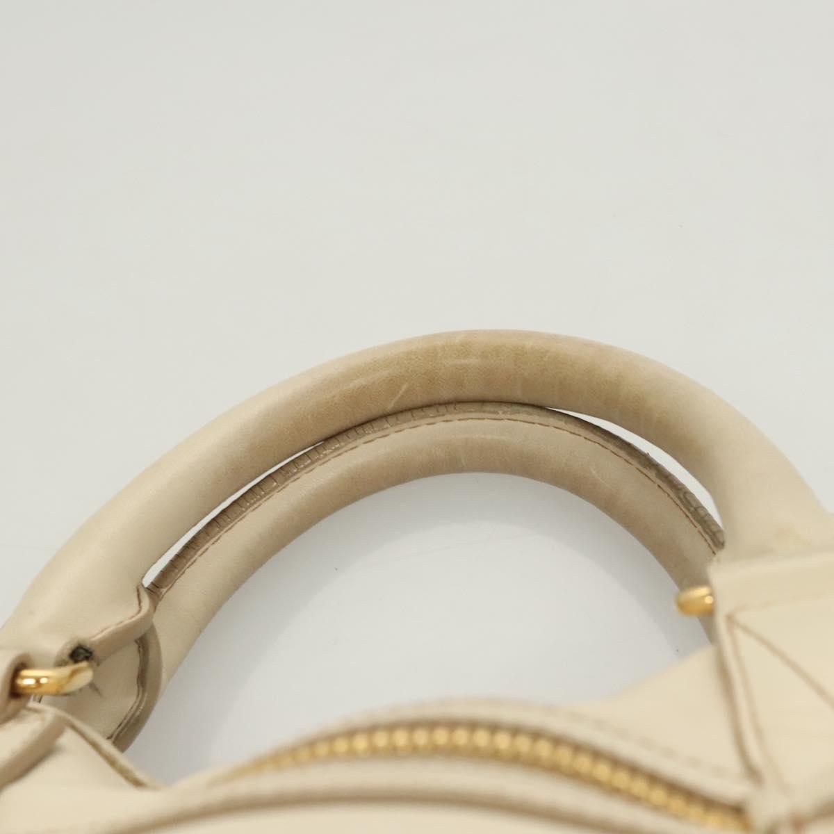 Miu Miu Matelasse Hand Bag Leather 2way White Gold Auth 122140