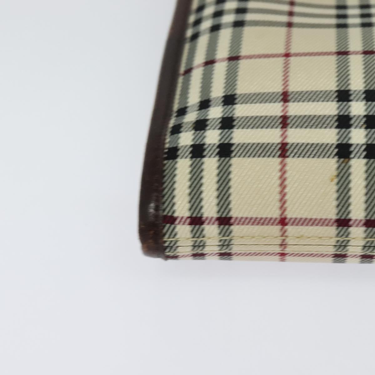 BURBERRY Nova Check Shoulder Bag Canvas Beige Silver Auth 122154