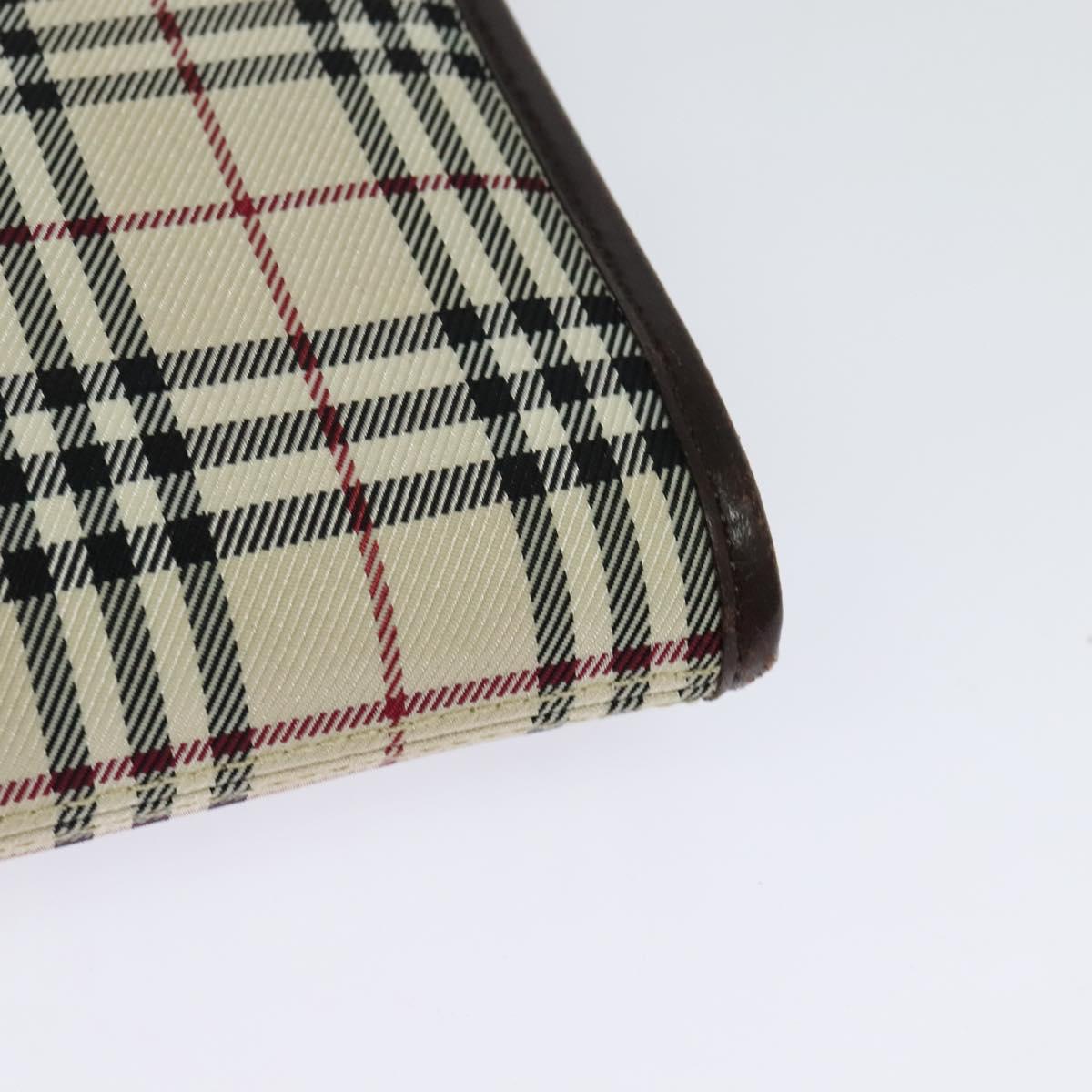 BURBERRY Nova Check Shoulder Bag Canvas Beige Silver Auth 122154