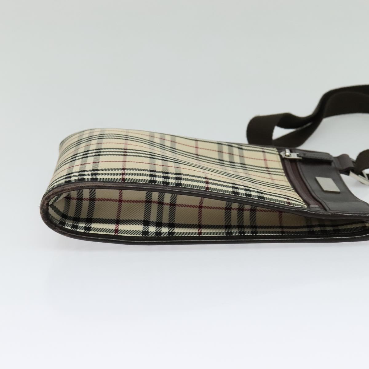 BURBERRY Nova Check Shoulder Bag Canvas Beige Silver Auth 122154