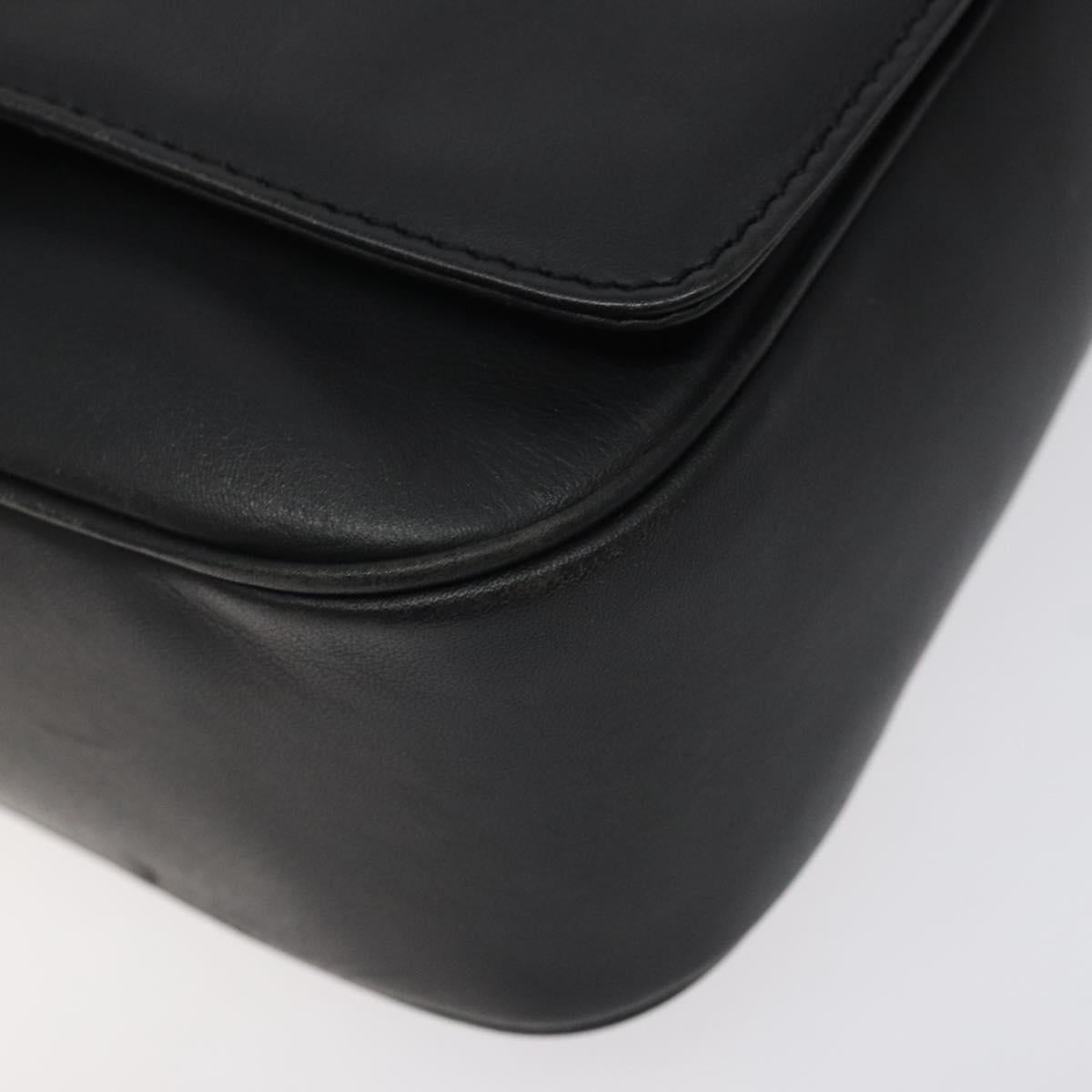 CELINE Hand Bag Leather 2way Black Gold Auth 122163