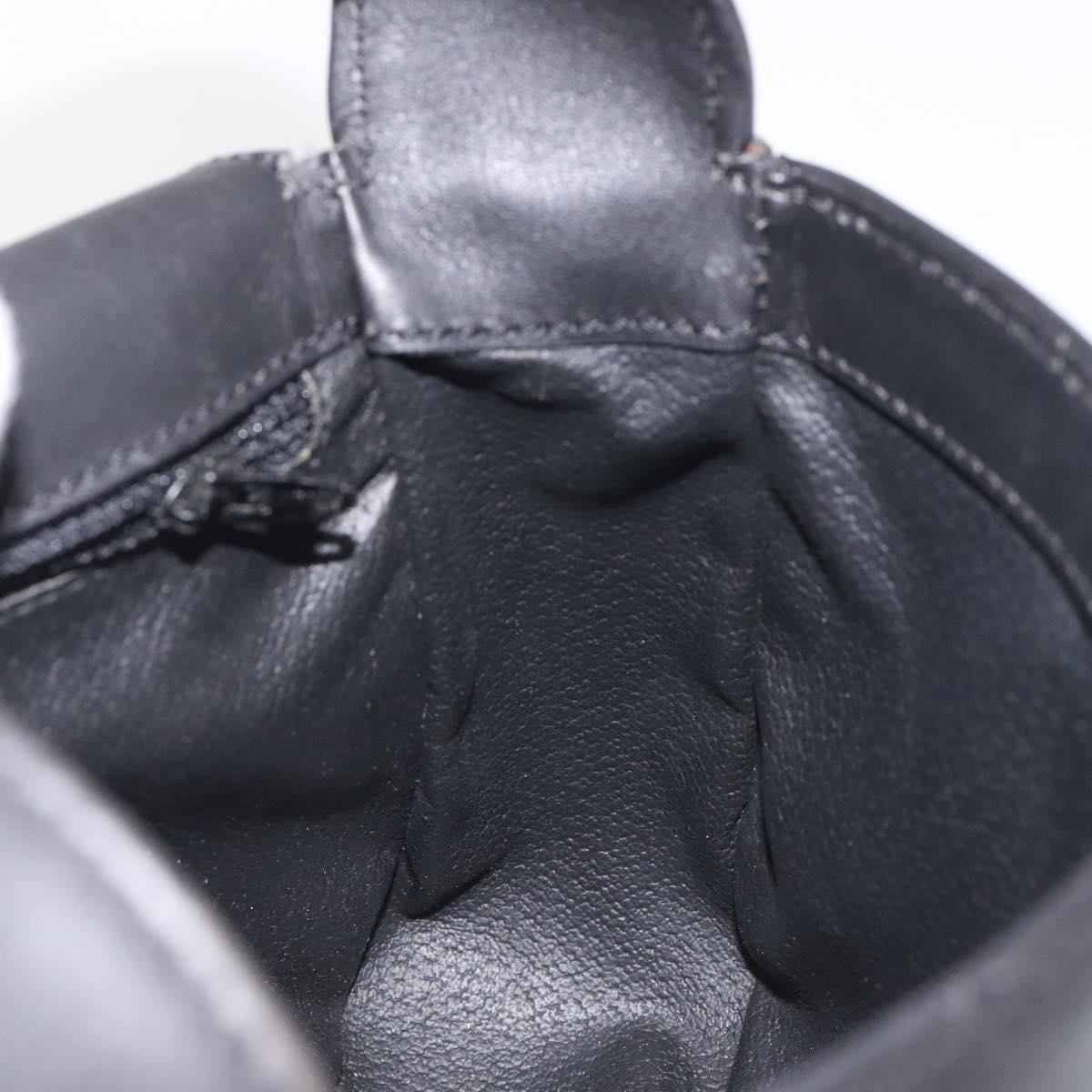 CELINE Hand Bag Leather 2way Black Gold Auth 122163