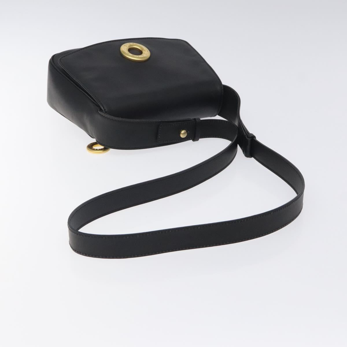 CELINE Hand Bag Leather 2way Black Gold Auth 122163