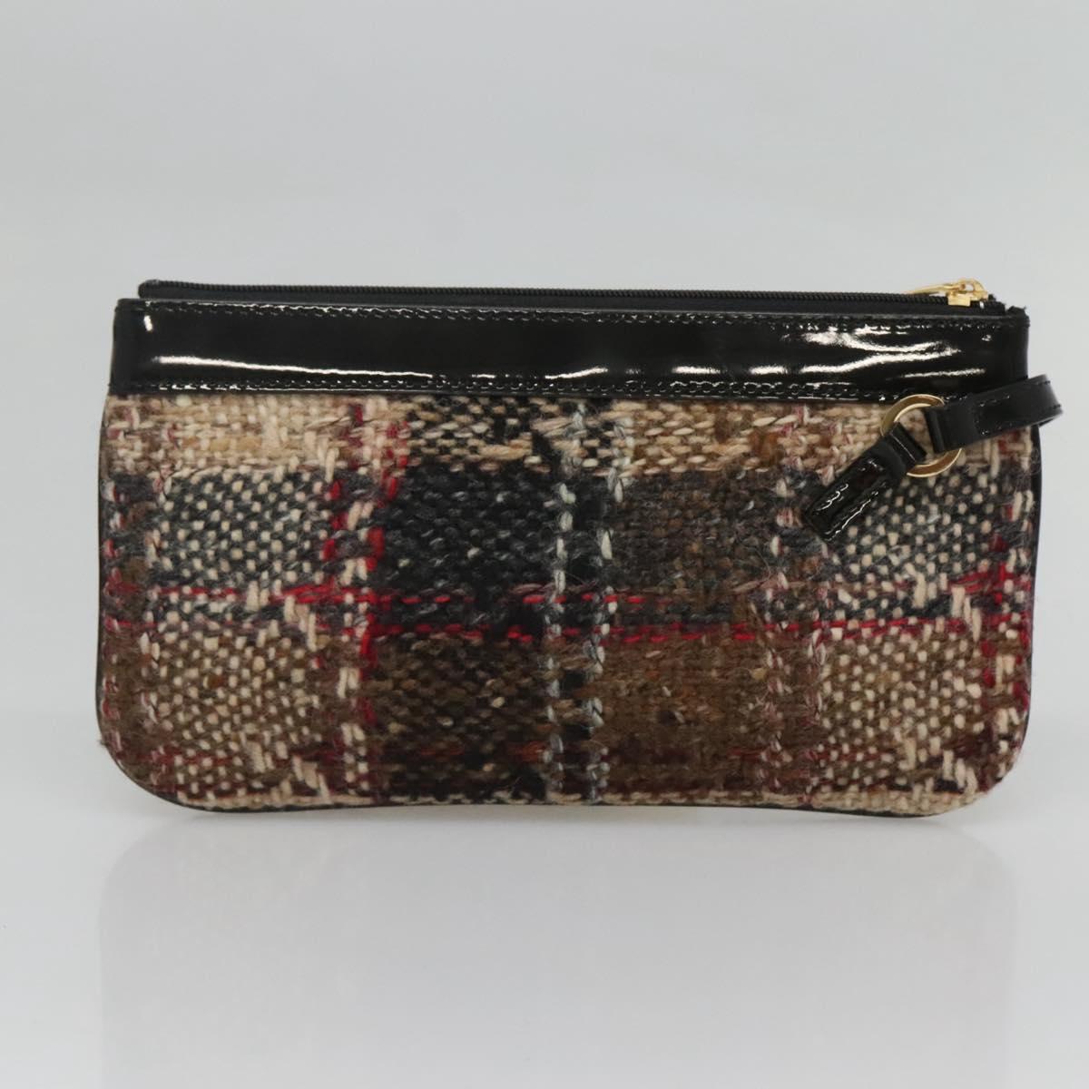 BURBERRY Nova Check Tote Bag Wool Beige Gold Auth 122167