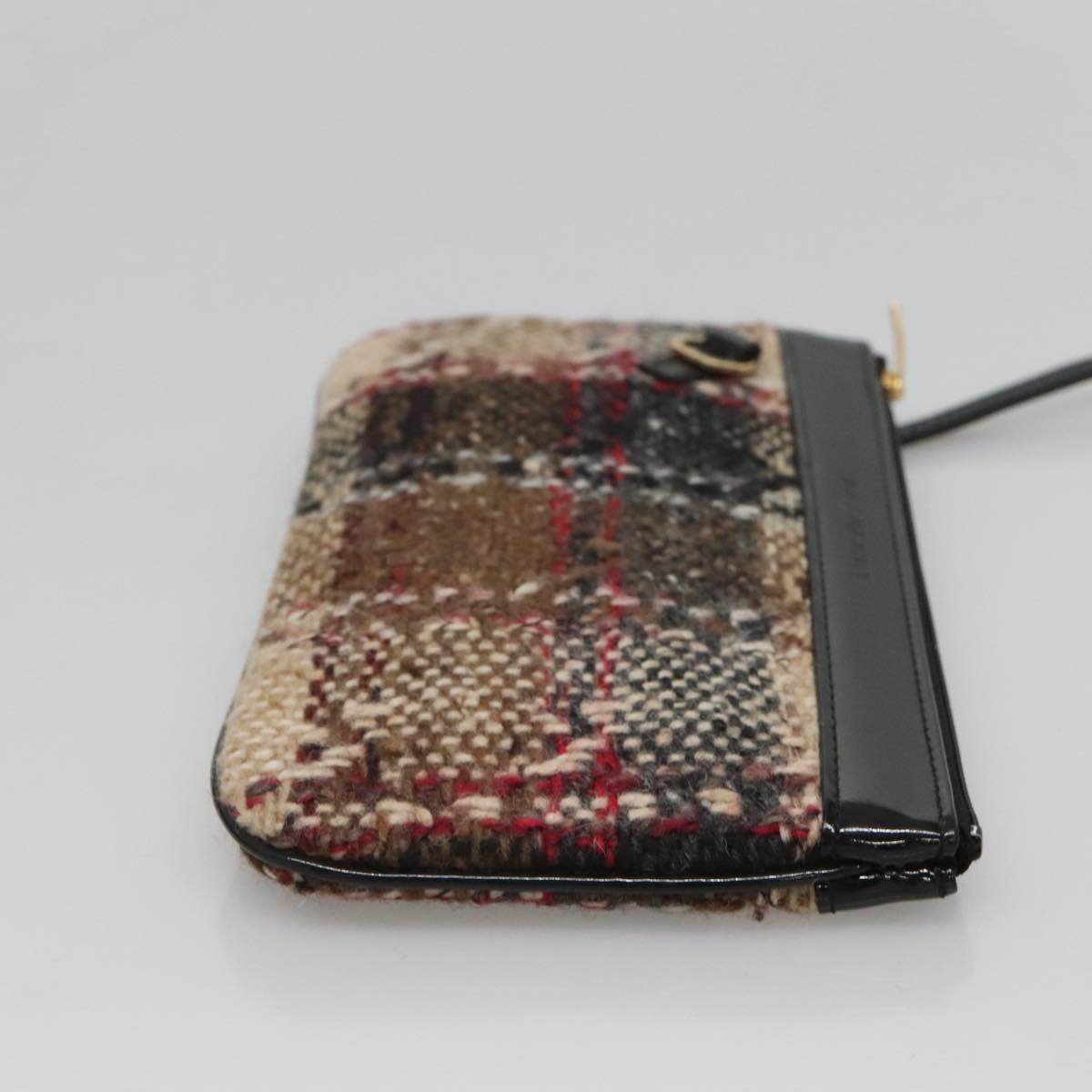 BURBERRY Nova Check Tote Bag Wool Beige Gold Auth 122167