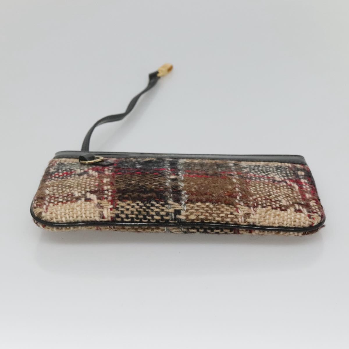 BURBERRY Nova Check Tote Bag Wool Beige Gold Auth 122167